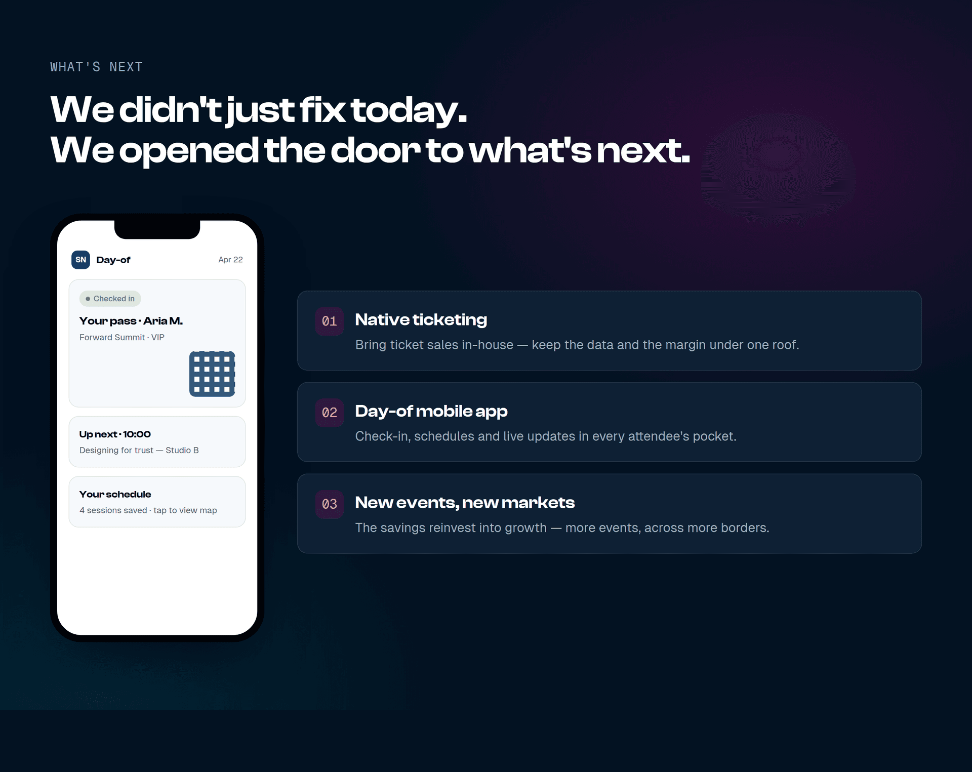 A day-of mobile app concept and roadmap for what comes next for SocialNext