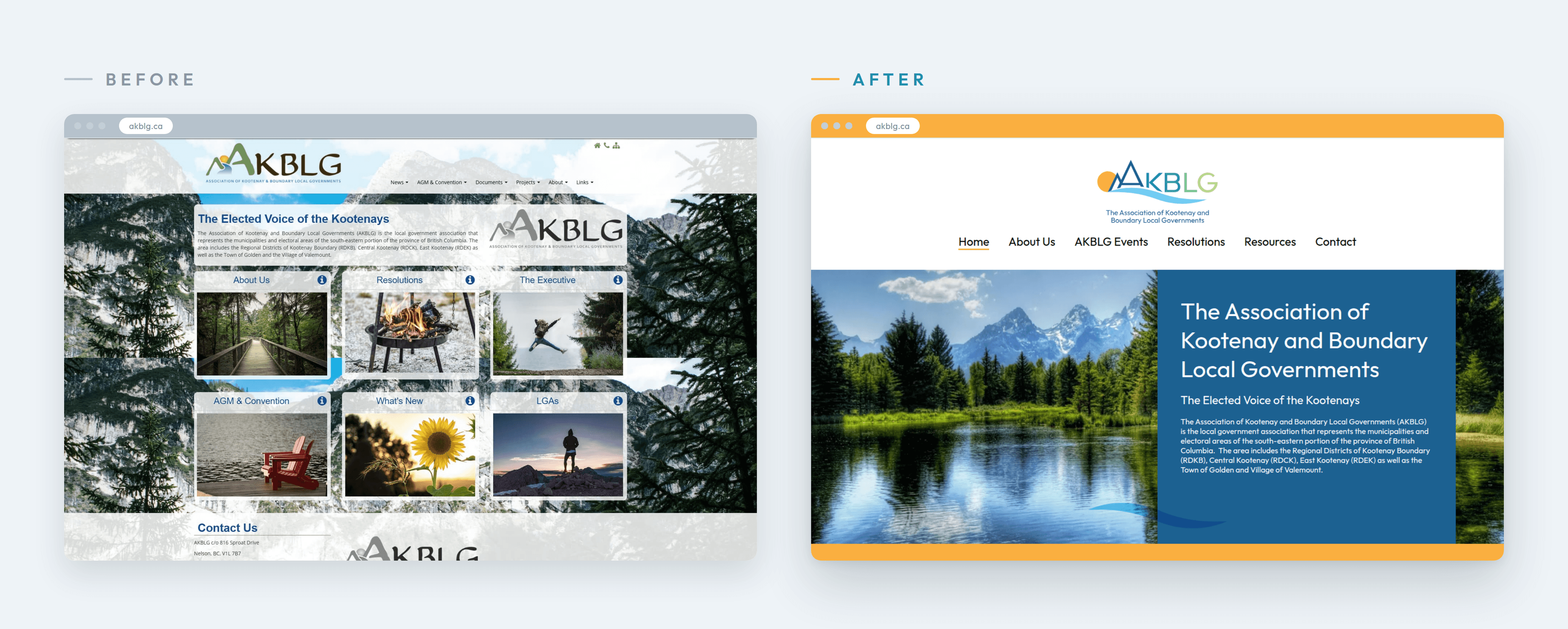 The old AKBLG homepage beside the rebuilt one