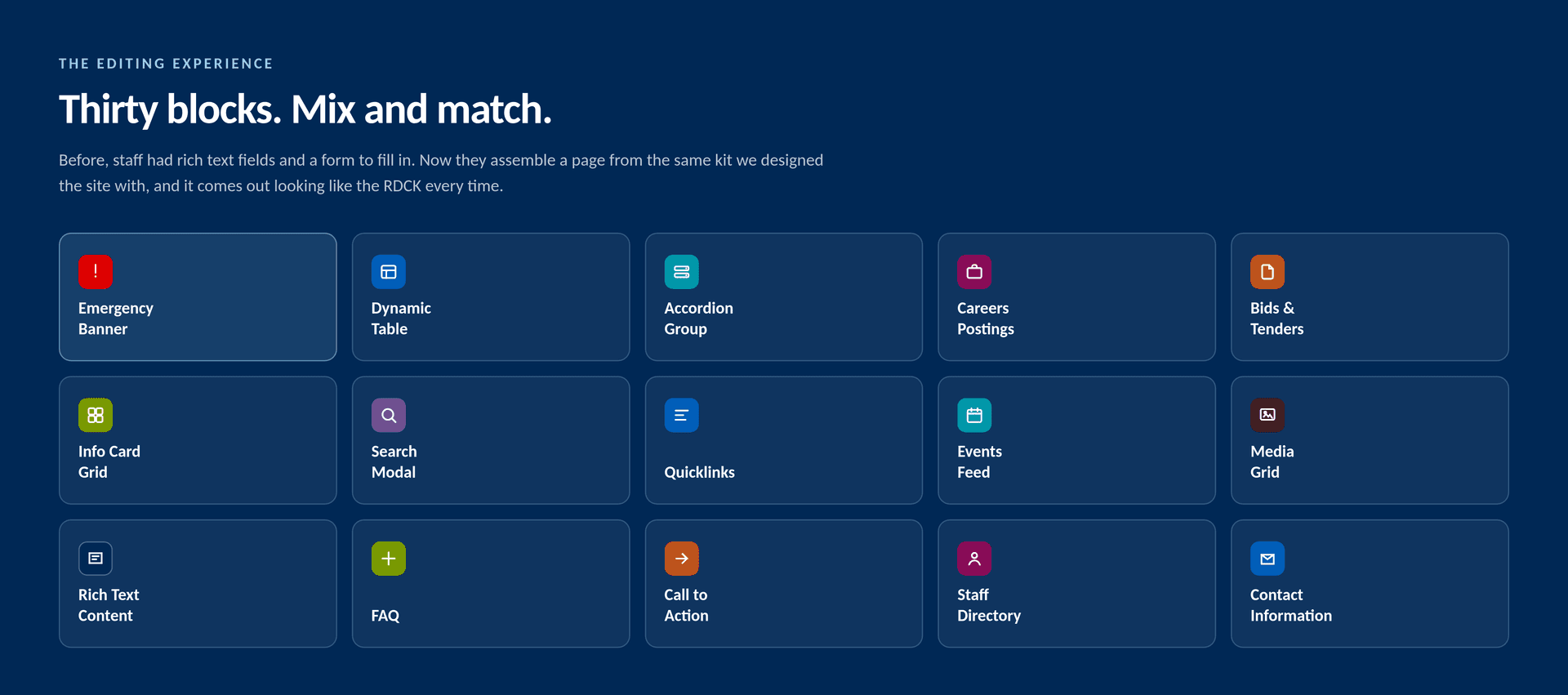 The block library staff build pages from