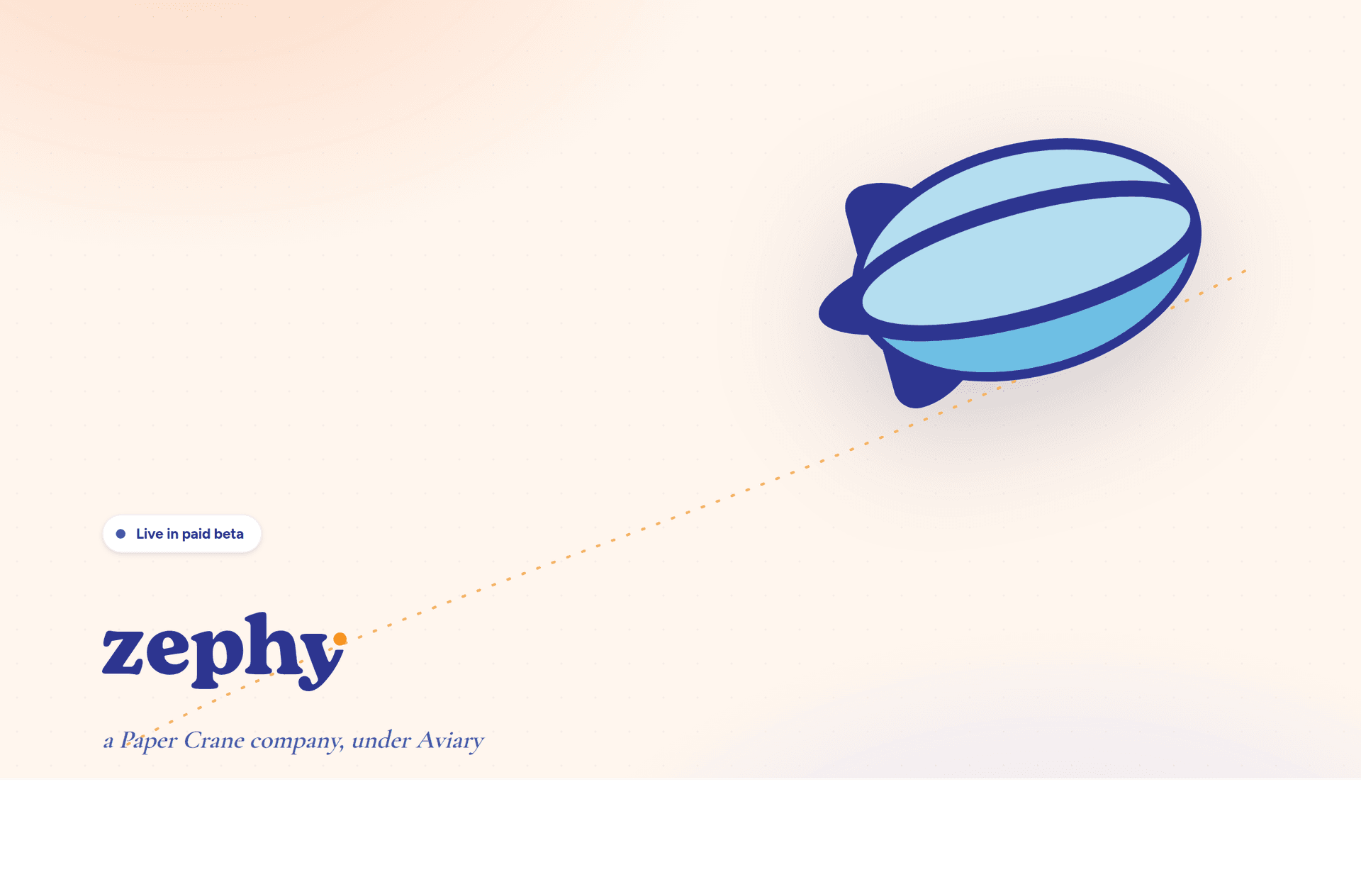 The Zephy airship climbing, marked live in paid beta