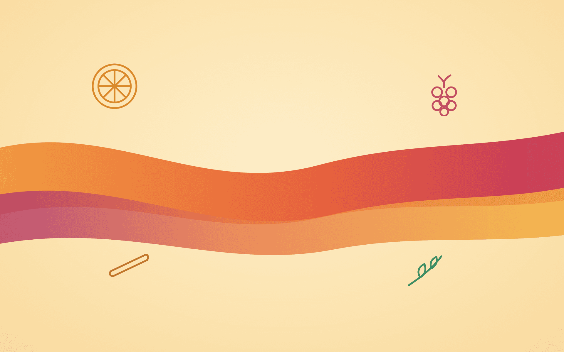 Melo flavour waves and fruit line doodles on warm cream