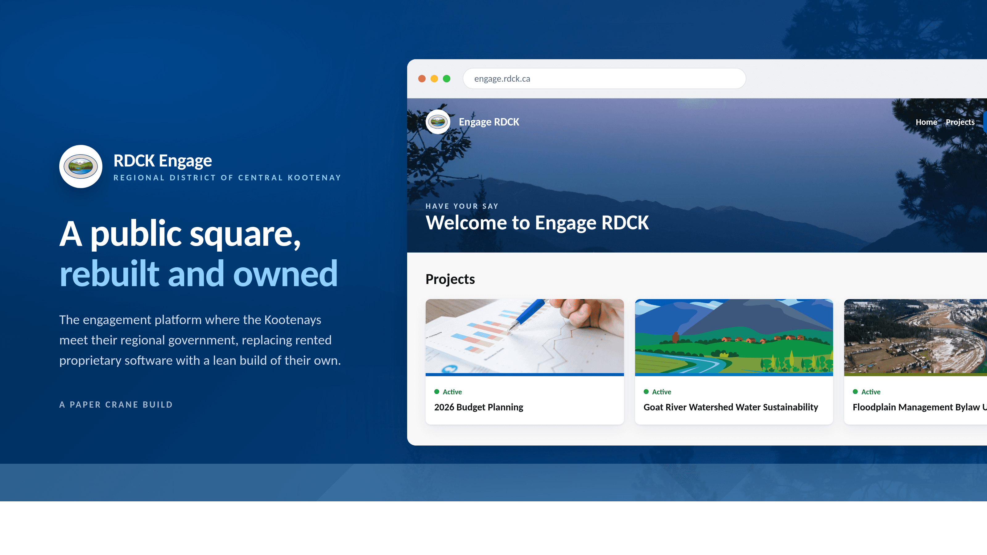 RDCK Engage — a public engagement platform for the Regional District of Central Kootenay