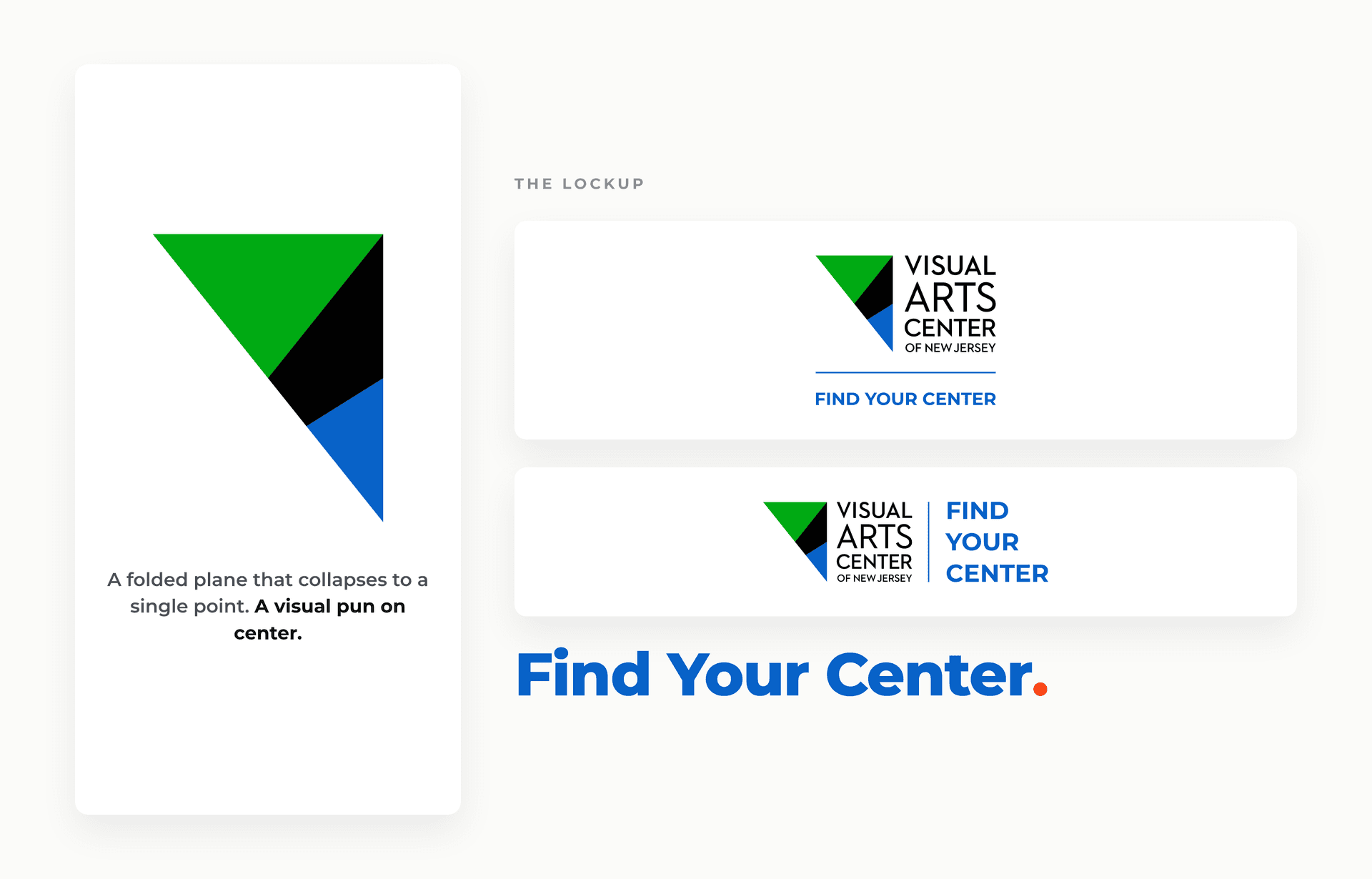 The folded mark and the Find Your Center. lockup